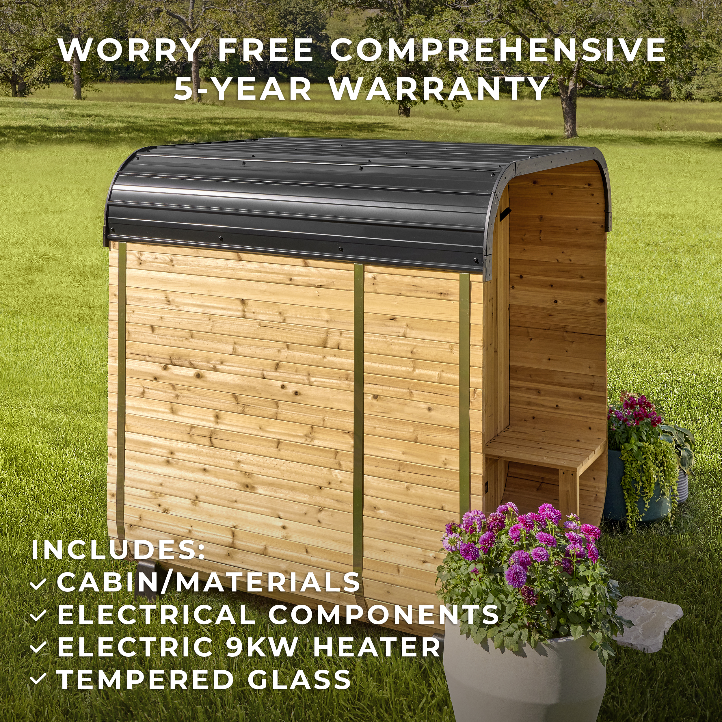 Backyard Discovery Lennon Outdoor Cube Sauna with Porch – 2-4